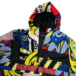 Reason Men’s Graphic Hooded Quarter Zip Windbreaker Size M